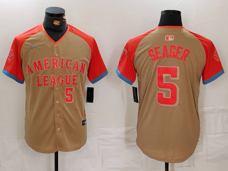 Men Texas Rangers #5 Seager Orange All star 2024 Nike MLB Jersey style 5->texas rangers->MLB Jersey